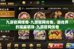 九游官网传奇-九游官网传奇，游戏界的璀璨明珠-九游官网传奇